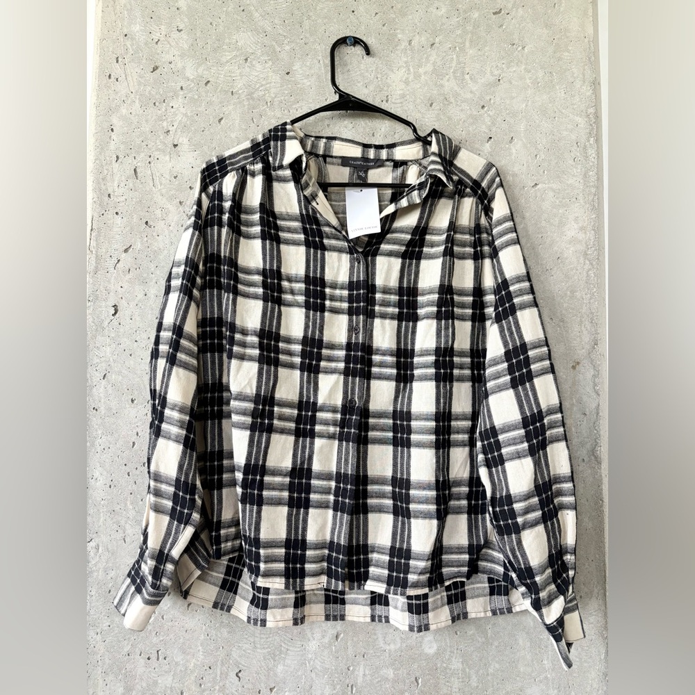 Grade & Gather Delaine Plaid Button-Up Shirt | Size Small